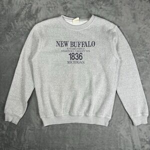 Pacific & Co Sweatshirt Men's S Grey New Buffalo Michigan 1836 Embroidered Crew